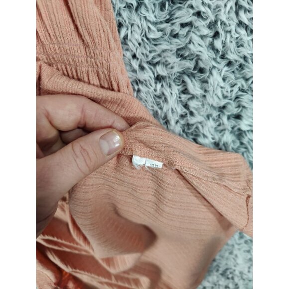 FREE PEOPLE Beach‎ Bound Tank Womens SZ M Peach Smocked Ribbed Breathable Beach - Picture 8 of 9